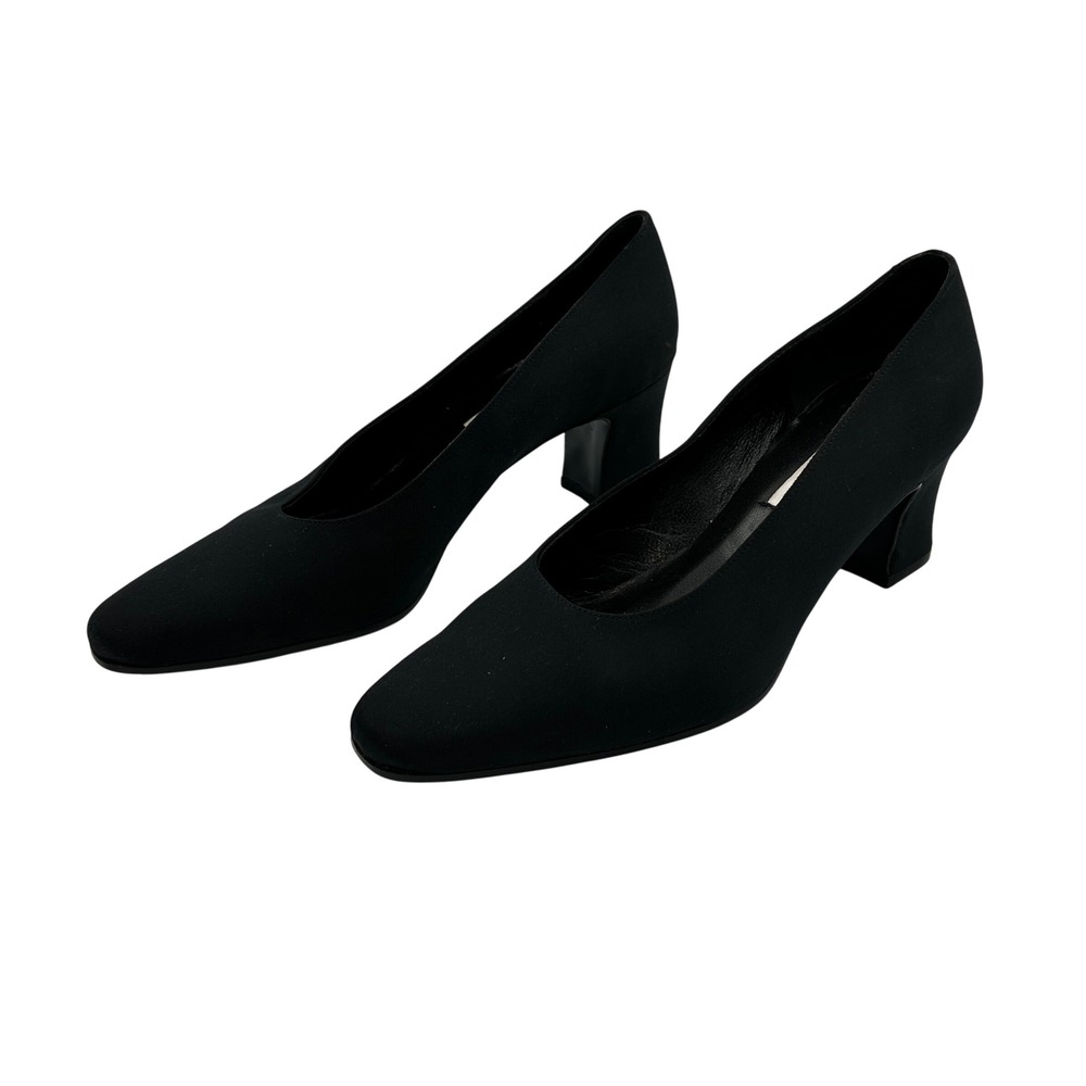Talbots Black Block Heel Pumps Square Toe Minimalist Career Professional Women 8